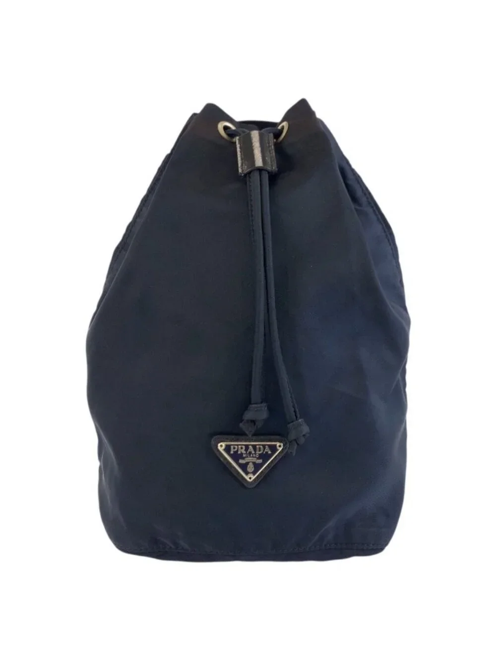 Prada Tessuto Navy Silver Nylon Drawstring Pouch